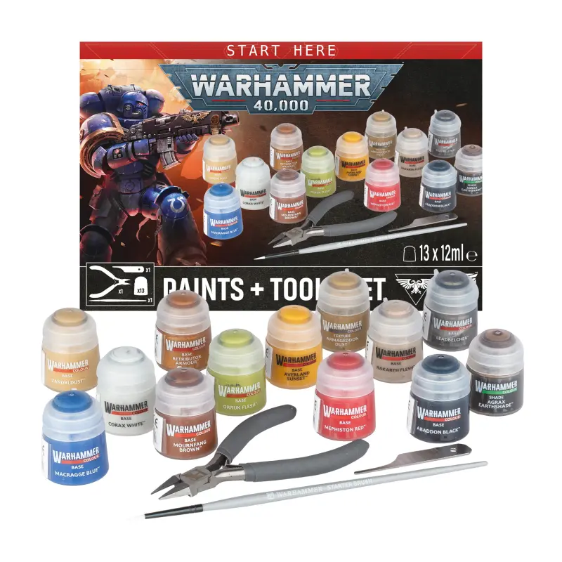 Kit 13 vopseluri si 3 unelte pentru miniaturi warhammer 40k , model 2026 60-12